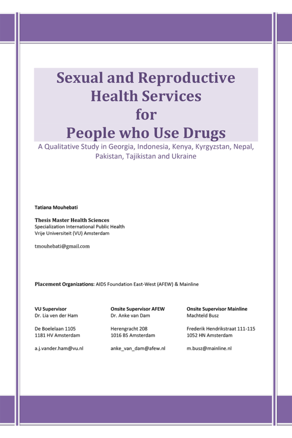 Sexual and Reproductive Health Services For People Who Use Drugs