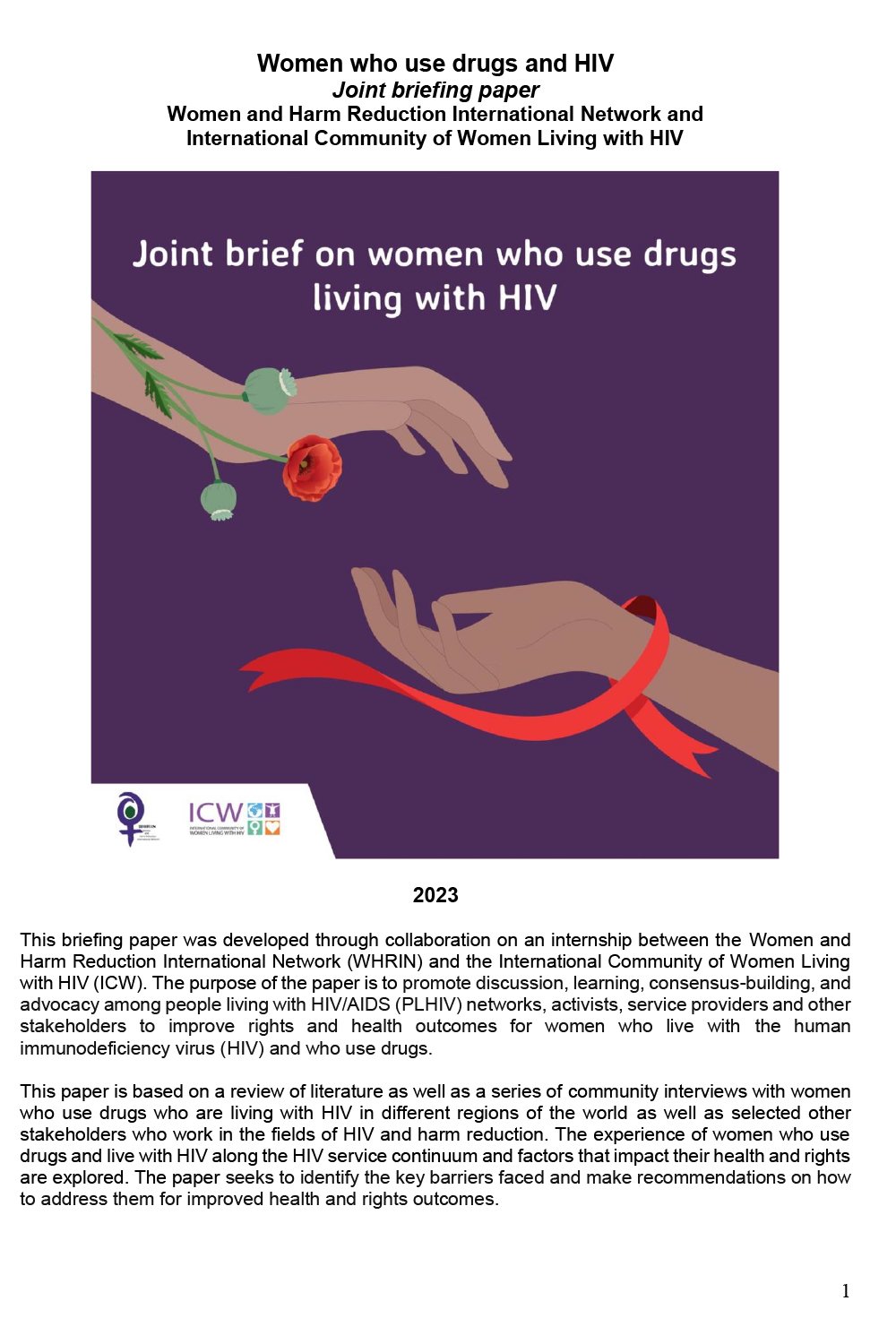 Women Who Use Drugs and Who Are Living With HIV