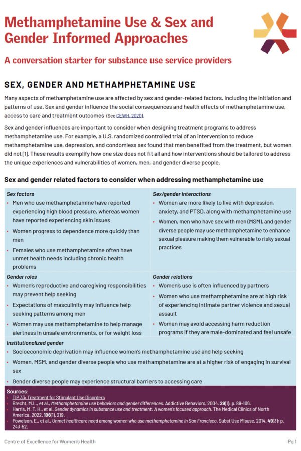 Methamphetamine Use & Sex and Gender Informed Approaches